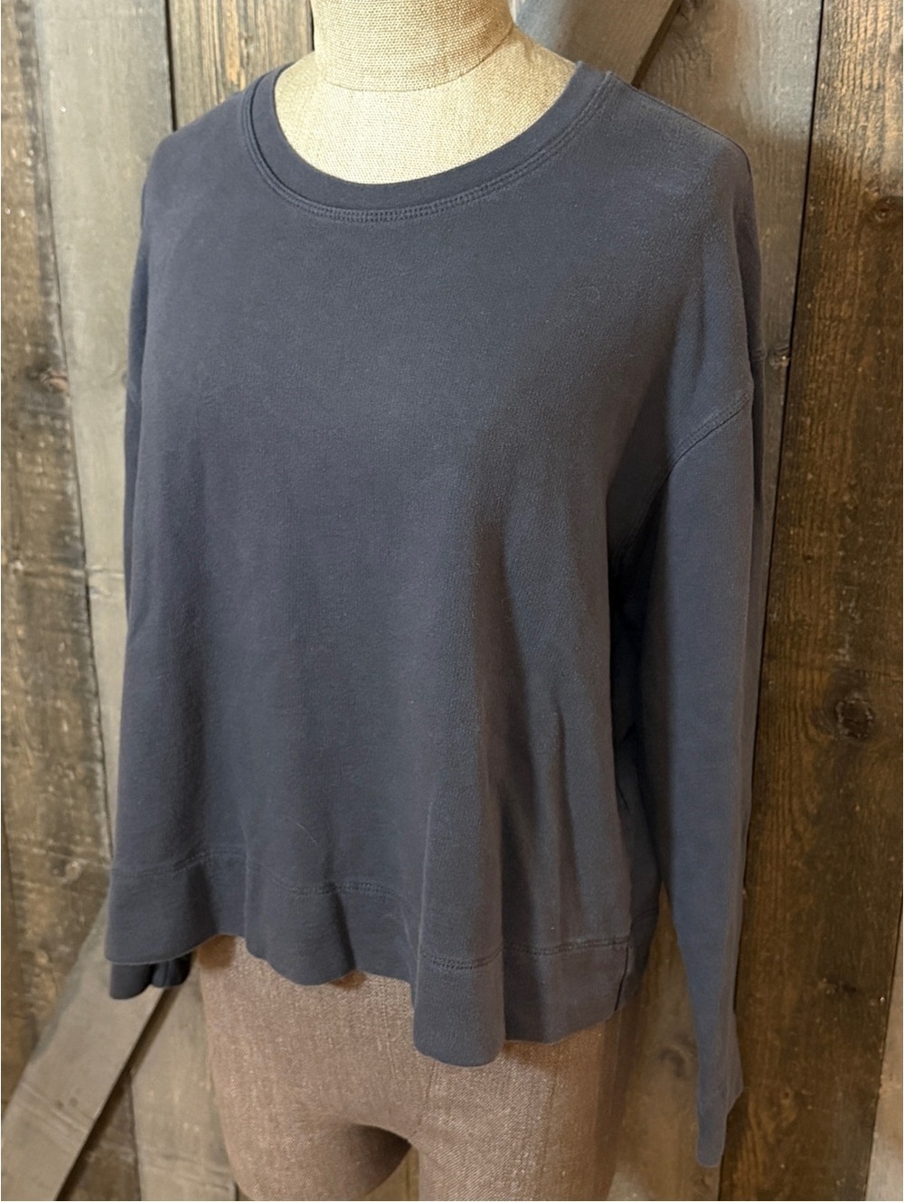 James Perse Standard Sweatshirt Size 1 Charcoal Gray Relaxed Cotton Pullover